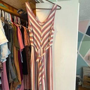 Red white and black jumpsuit